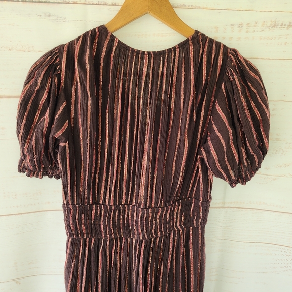 Ulla Johnson Zaria Metallic Striped Cotton And Lurex Dress Sizd 0 - Picture 6 of 16
